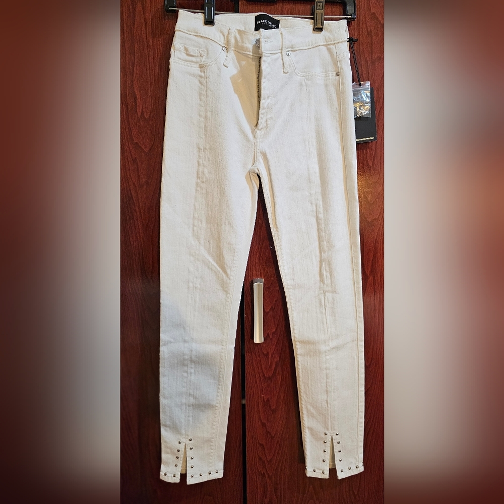 Black Orchid Kendall Front Slit Skinny Jeans with rivets